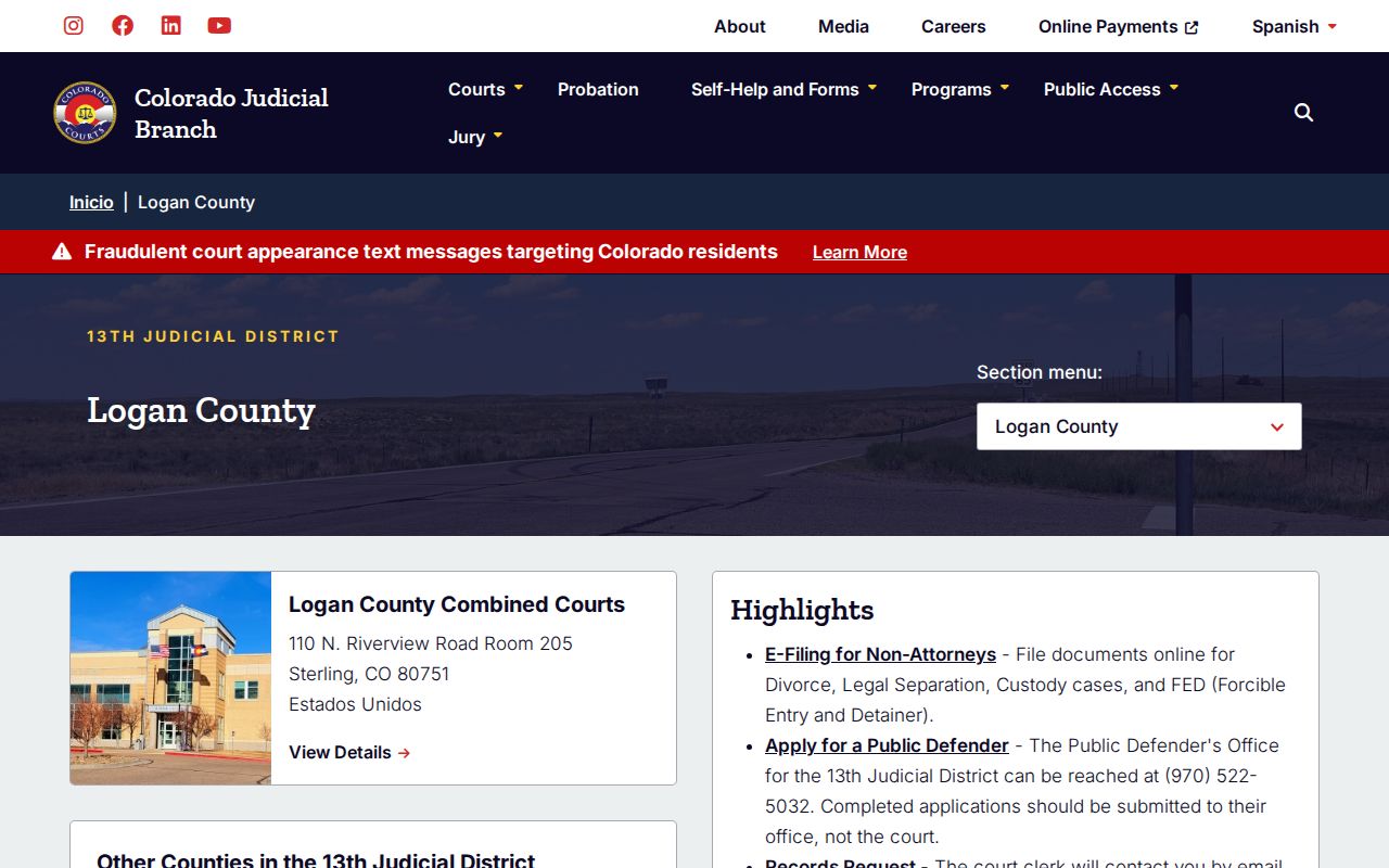 Logan County Combined Courts official information page