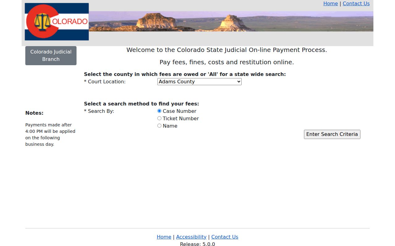 Colorado Judicial Online Payments case and ticket search